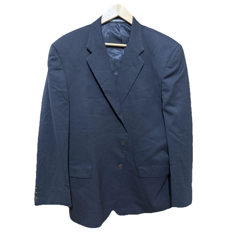 Hickey Freeman Blue Wool USA Made Mens Blazer Suit Jacket Sport Coat 46R EUC